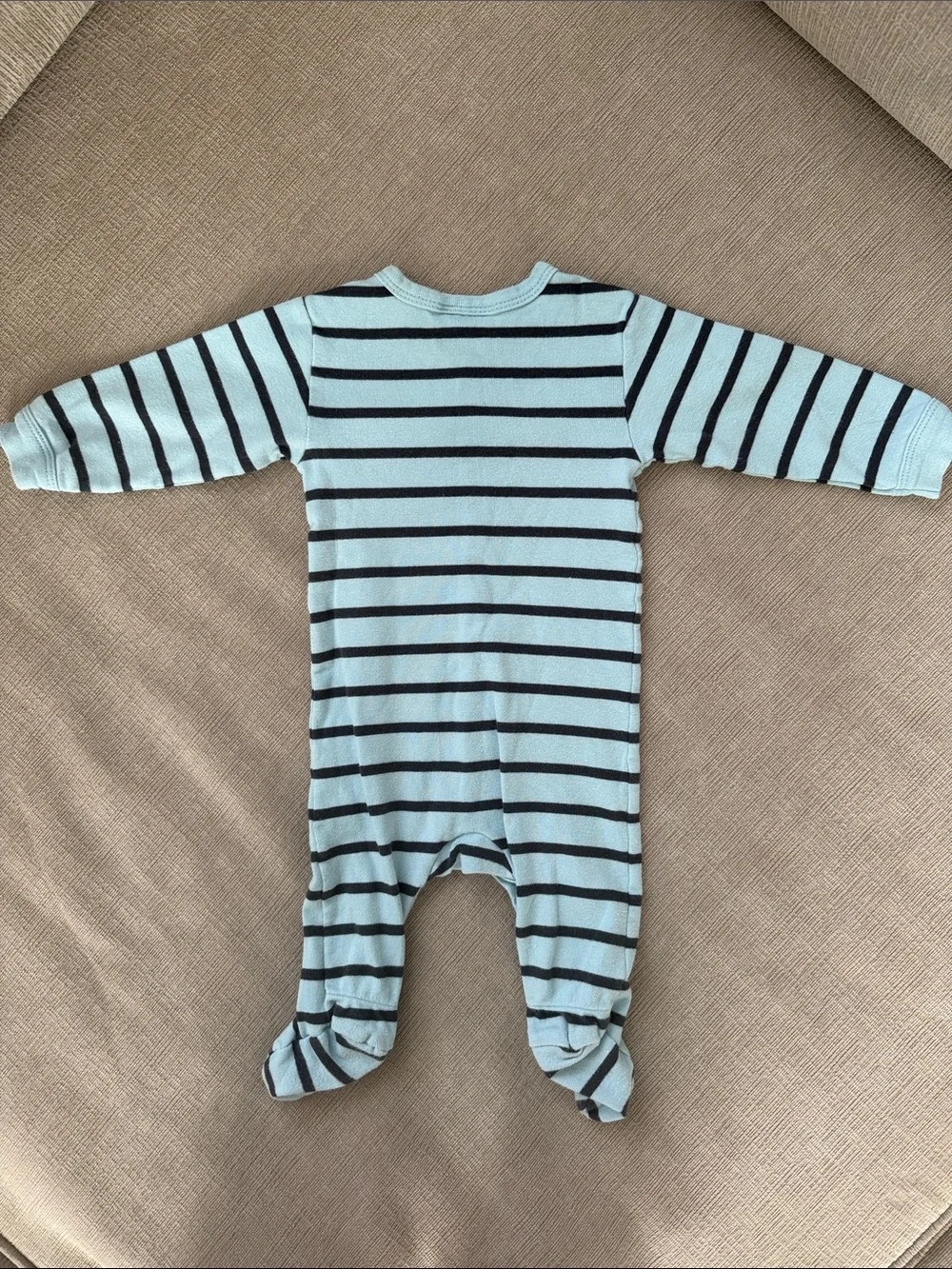 Coccoli Light Blue and Navy Striped Footed One-Piece